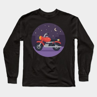 Motorcycling at night - Moon Night Midnight Biker Long Sleeve T-Shirt